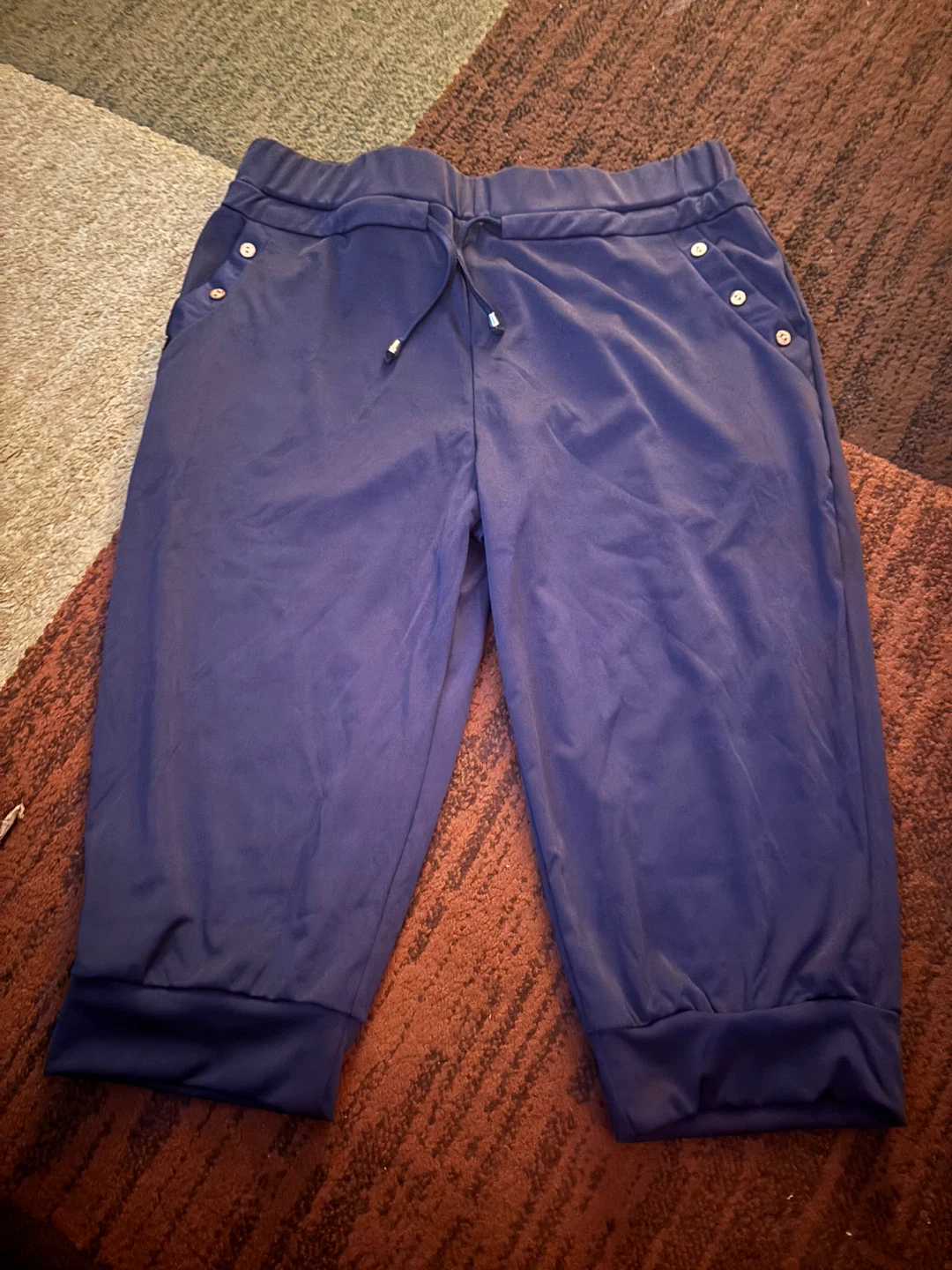 Navy Blue Cropped Jogger Pants
