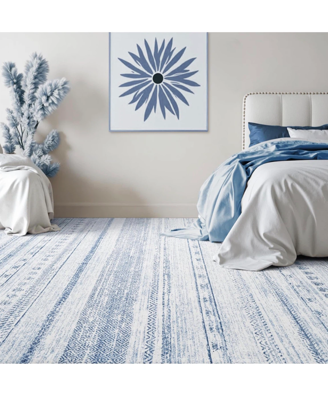 Blue and White Striped Area Rug - 5x7 FT 57 - photo 4