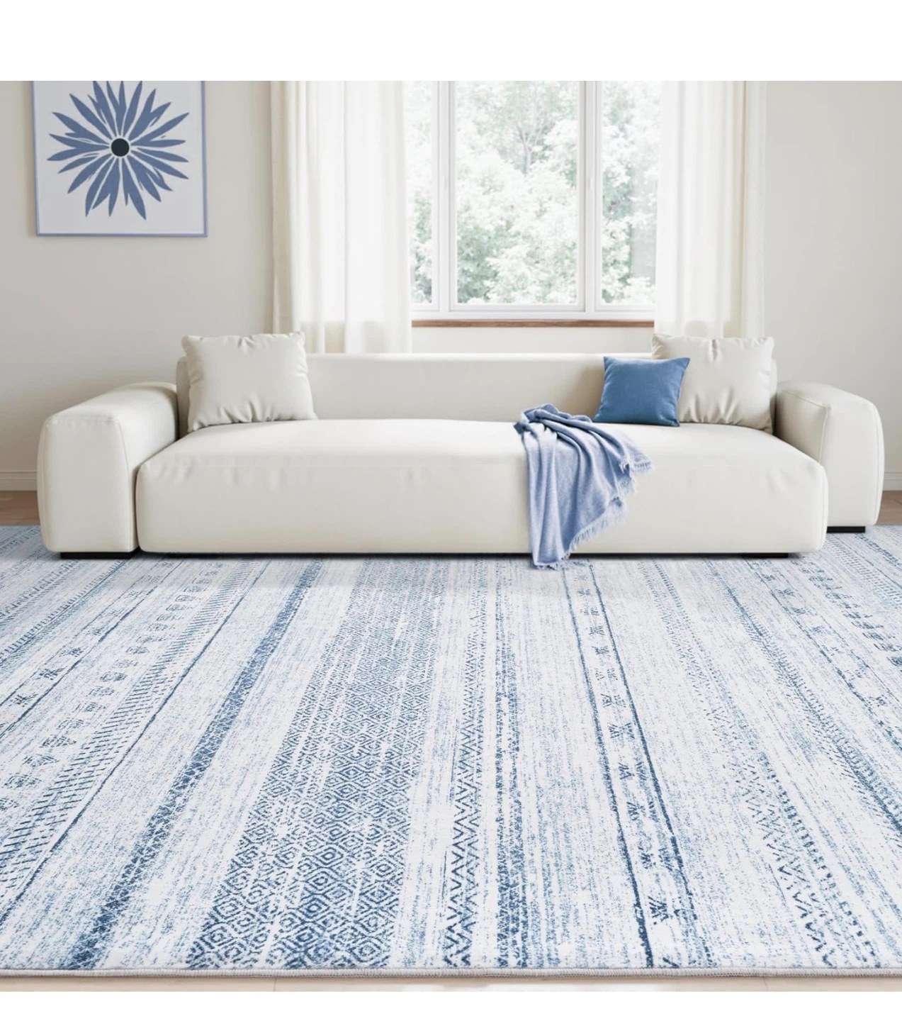 Blue and White Striped Area Rug - 5x7 FT 57 - photo 3