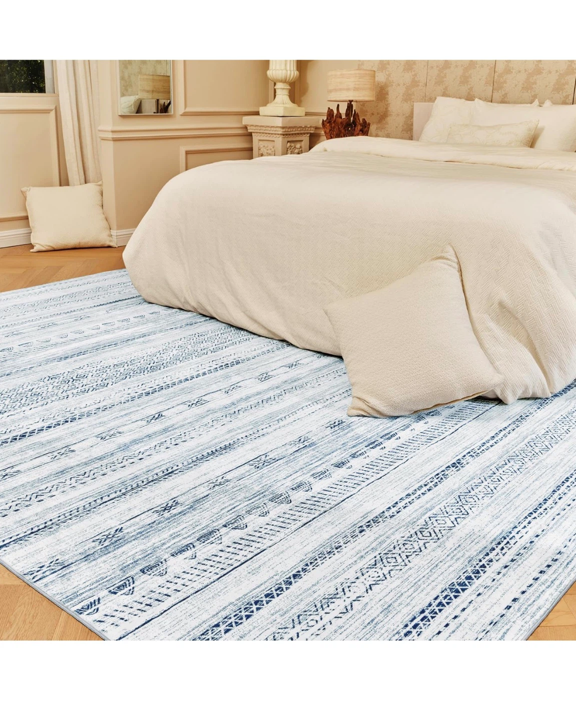 Blue and White Striped Area Rug - 5x7 FT 57