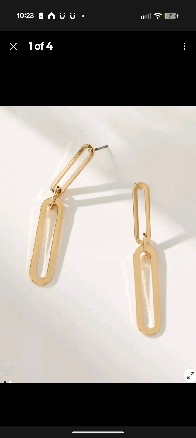 Gold Tone Link Drop Earrings