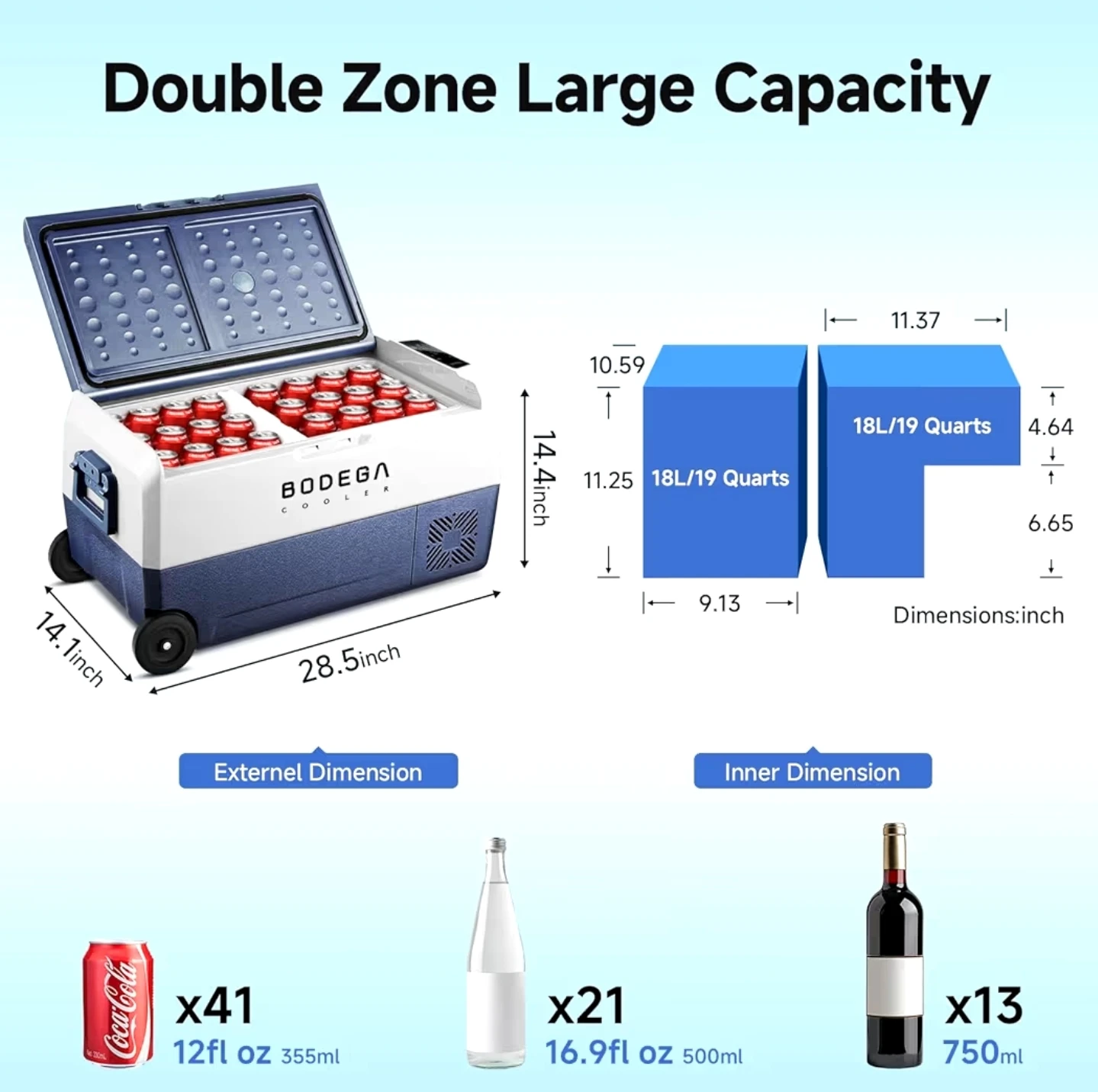 SEALED Bodega portable dual zone 38 quart fridge - photo 2