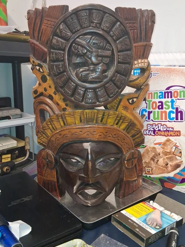 Wooden Aztec Mask Wall Decor
