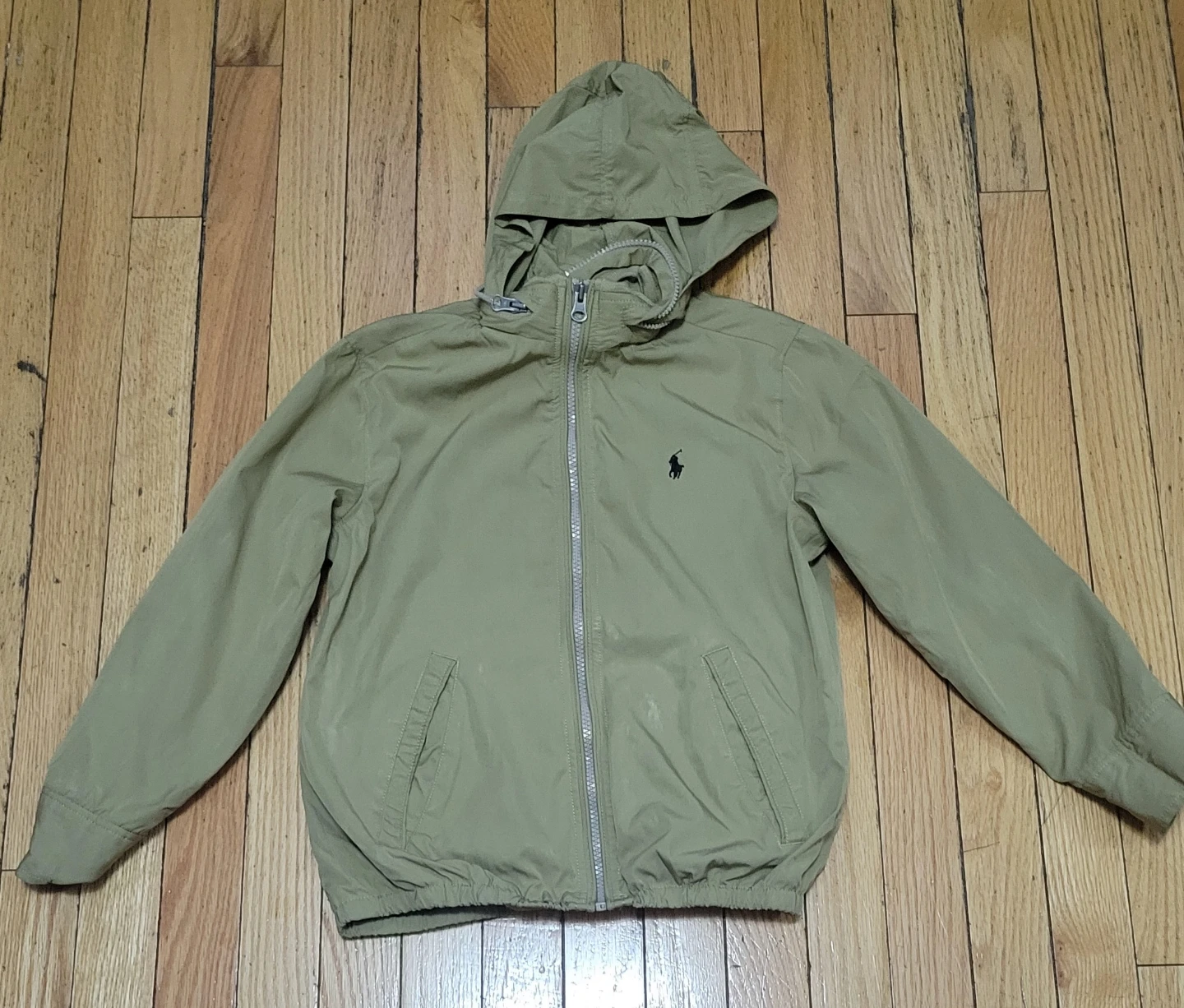 Polo Ralph Lauren Kids Khaki Zip-Up Hooded Jacket Size S (8)