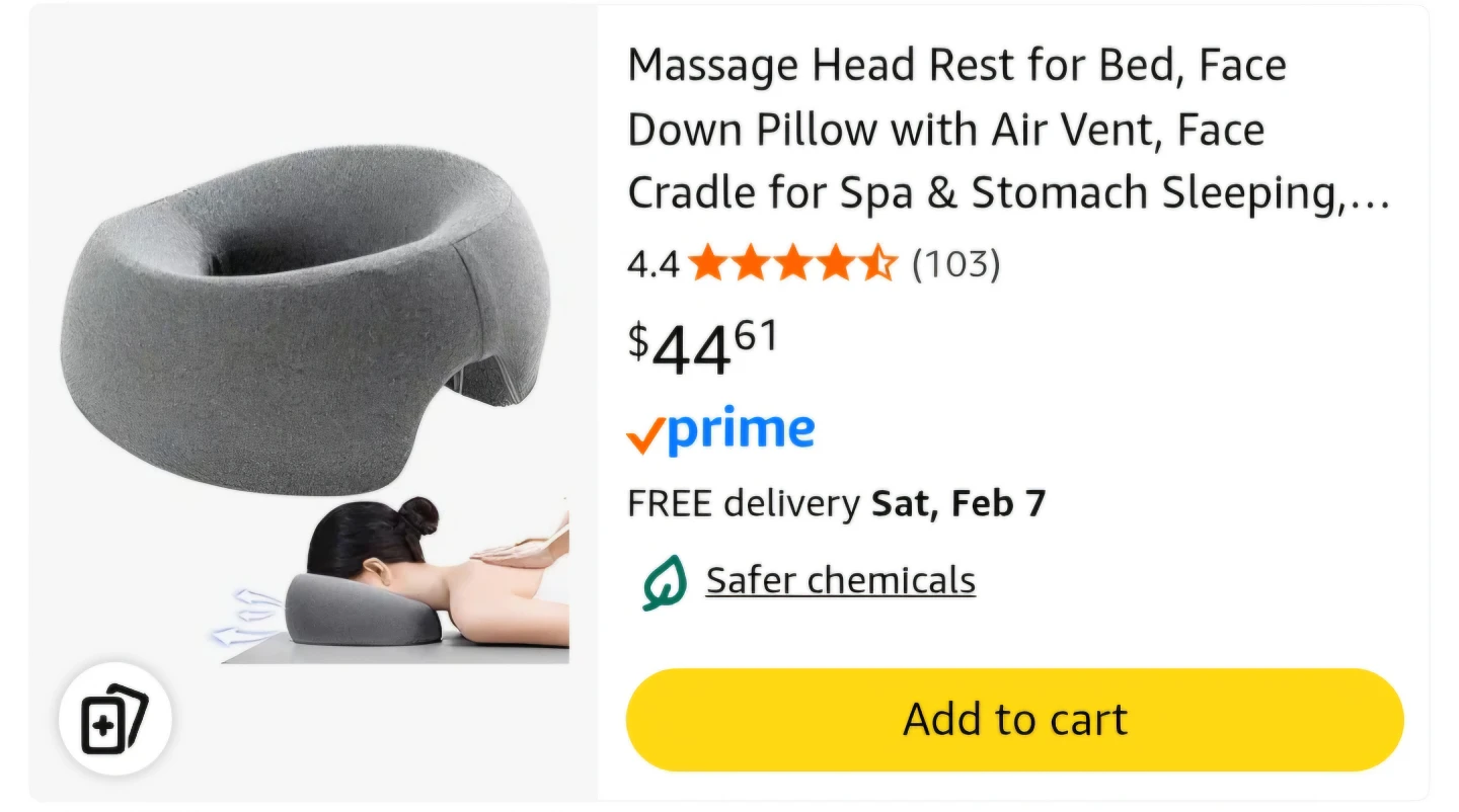 Massage Head Rest Pillow for Face Down & Lying Positions 🥕