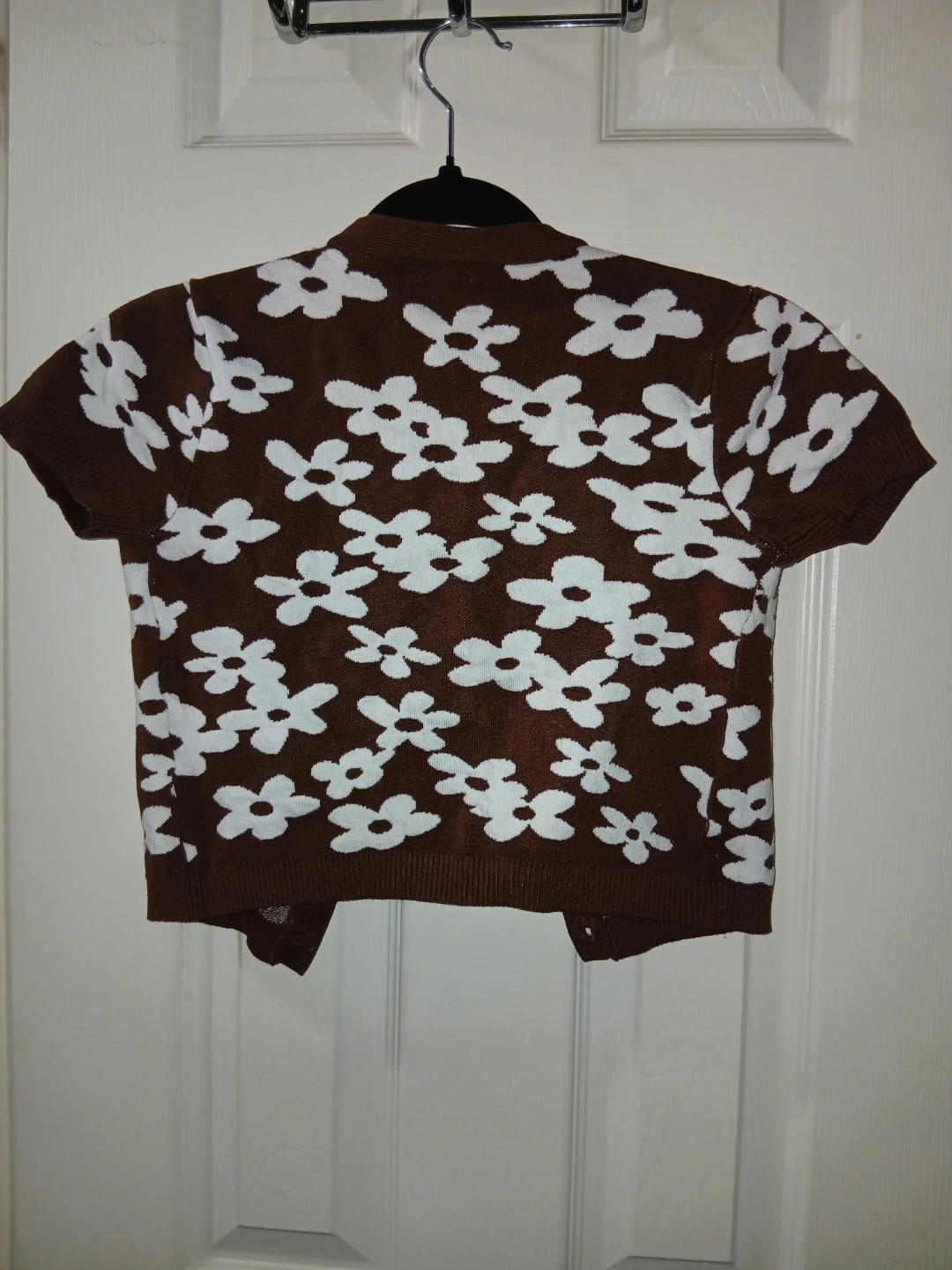 Garage Brown Floral Short Sleeve Button-Up Cardigan - Size XS - photo 3