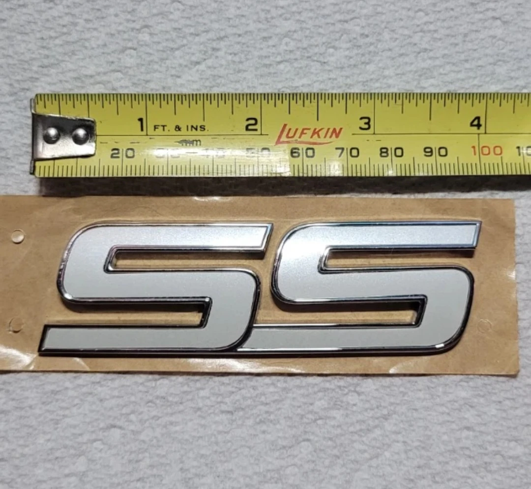 2x SS Badge Emblem (Silver/White)