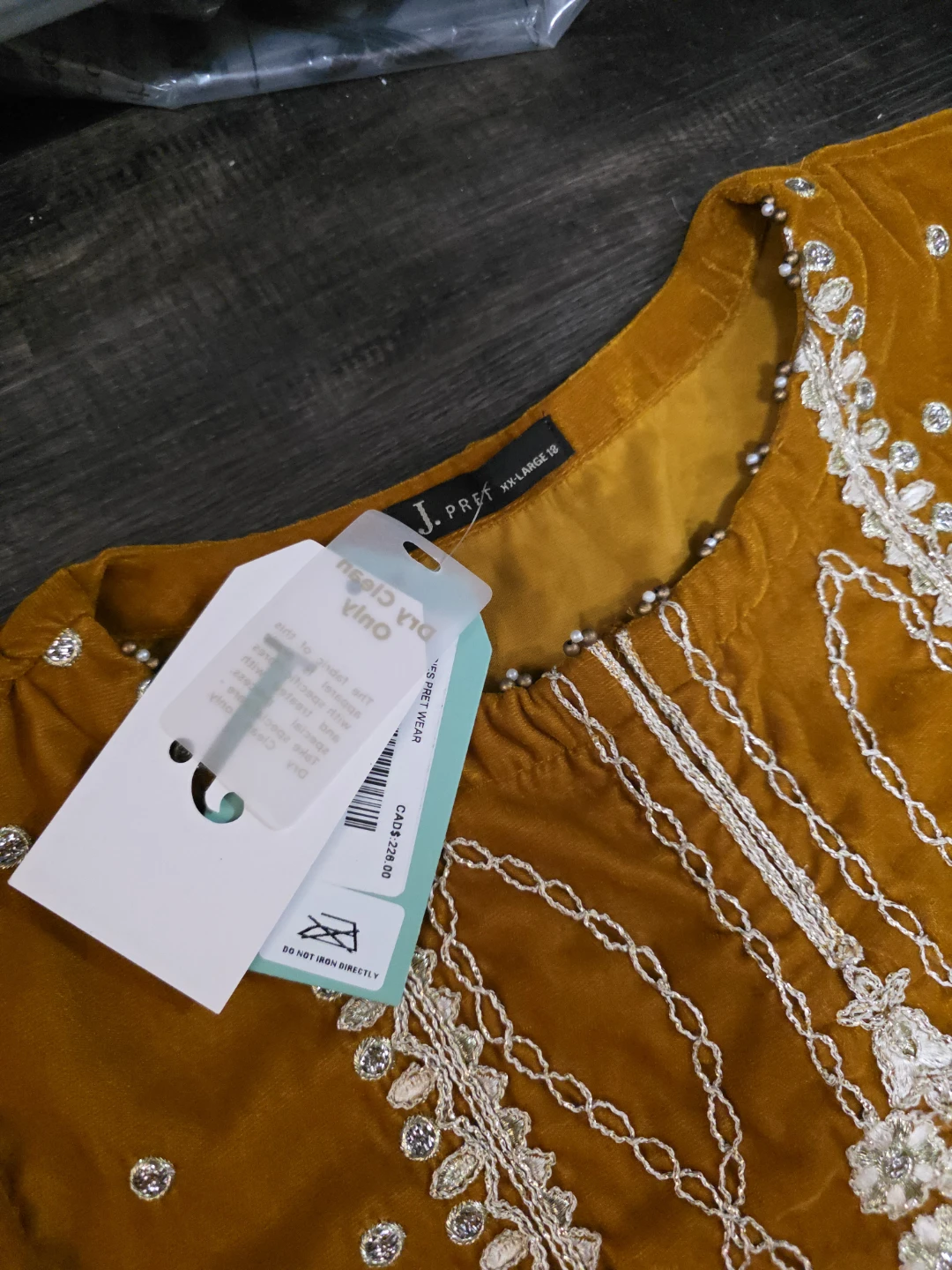 J.  Plus size Women's Velvet Kurti Set - Mustard Yellow - photo 2
