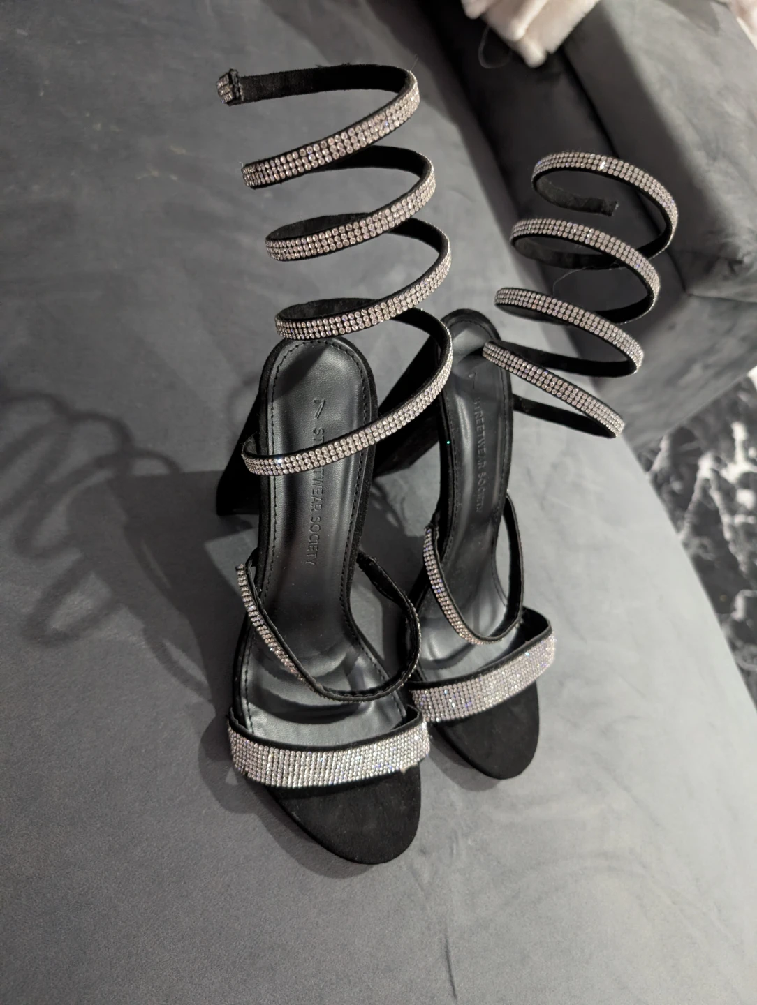 Black Sparkly Spiral Heels