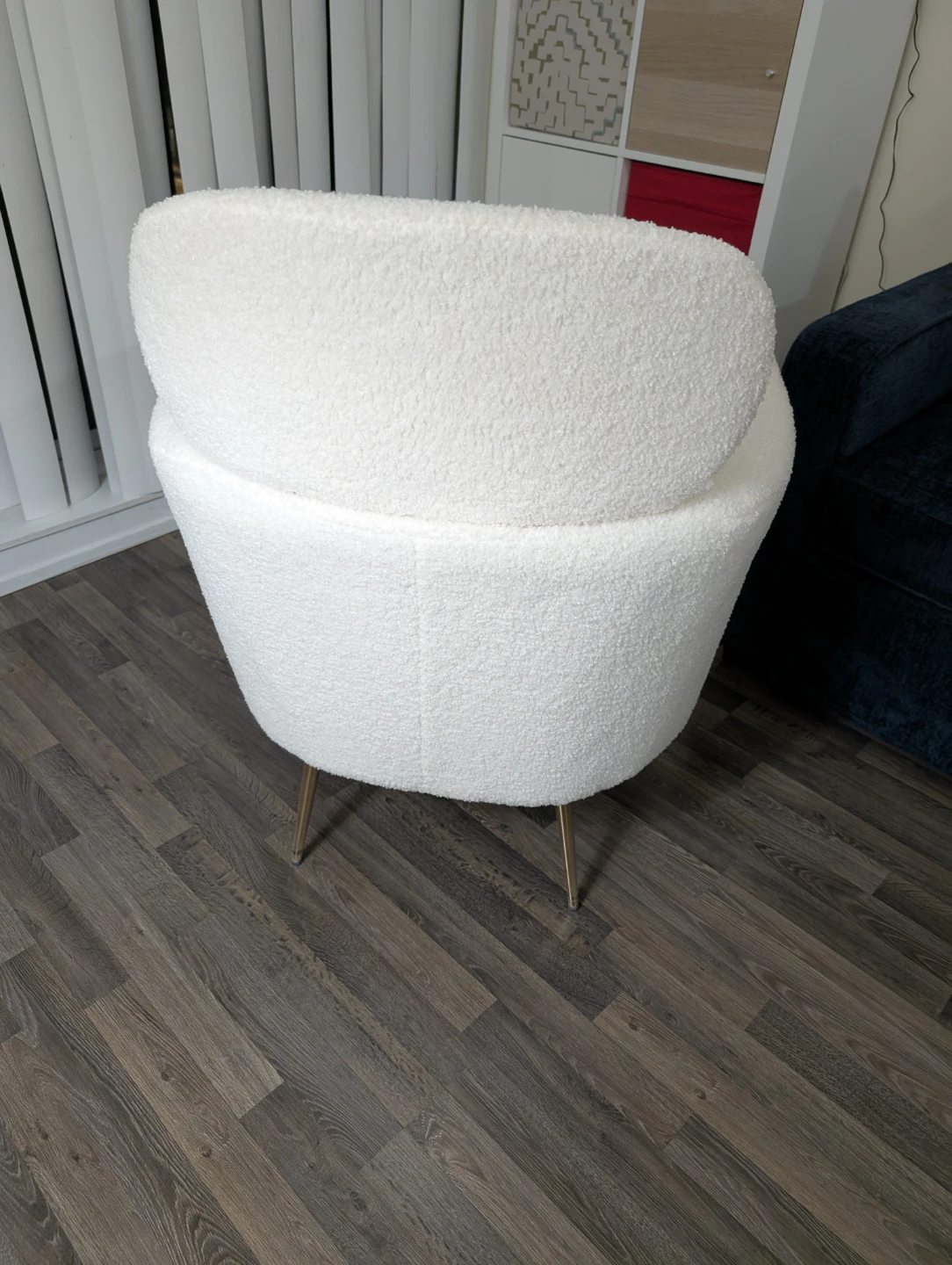 White Boucle Armchair with Gold Legs - photo 4