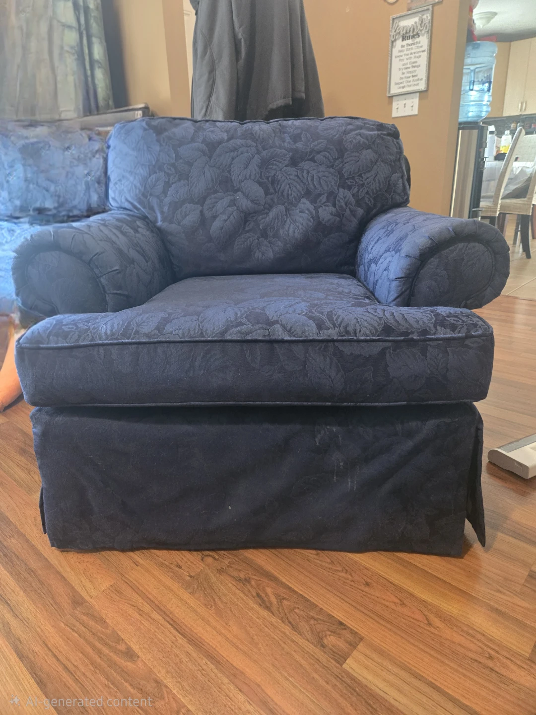 Blue accent chair with Leaf Pattern🏆 - photo 3