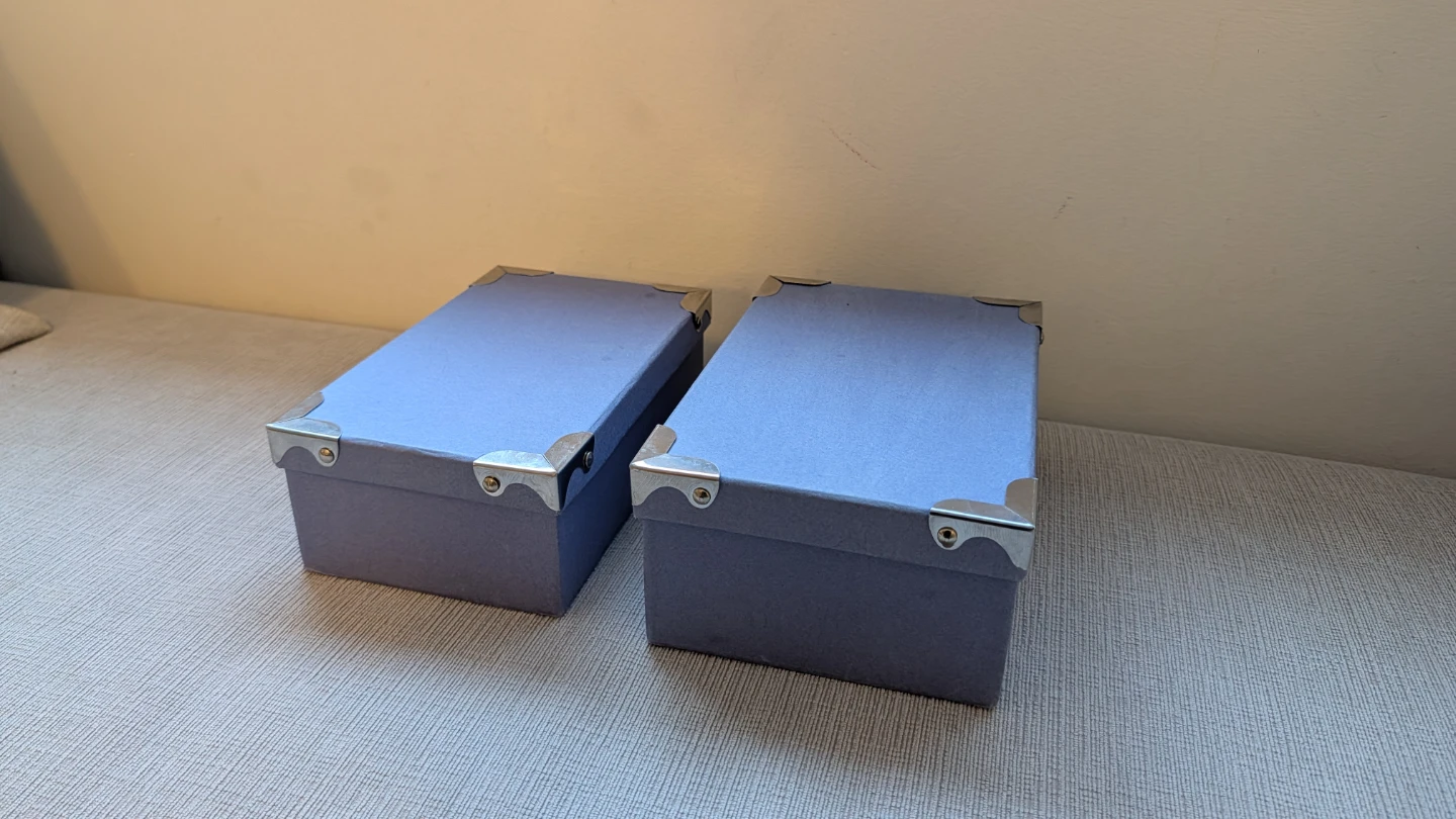 Set of 2 Light Purple Storage Boxes with Metal Corner Accents - photo 2