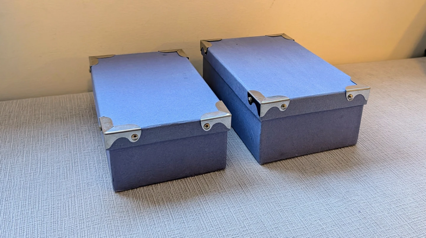 Set of 2 Light Purple Storage Boxes with Metal Corner Accents - photo 5