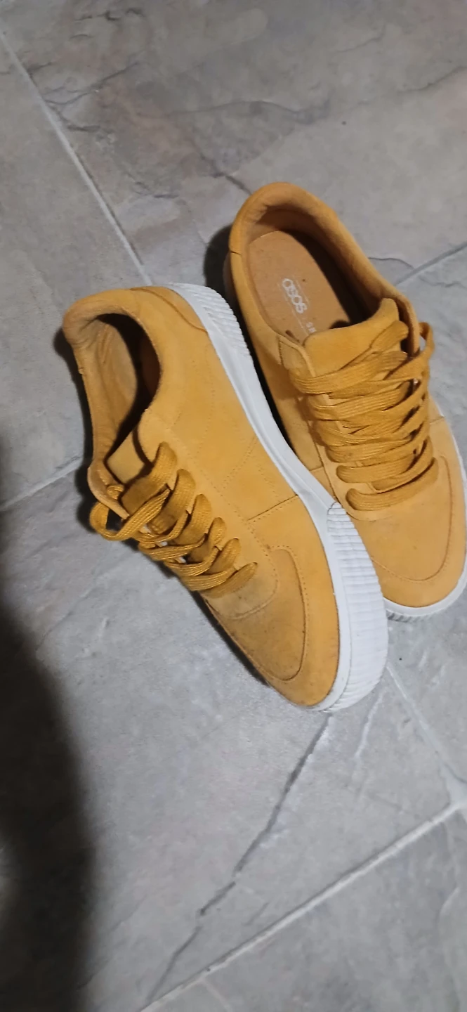 ASOS Mustard Suede Low-Top Sneakers- Size 6