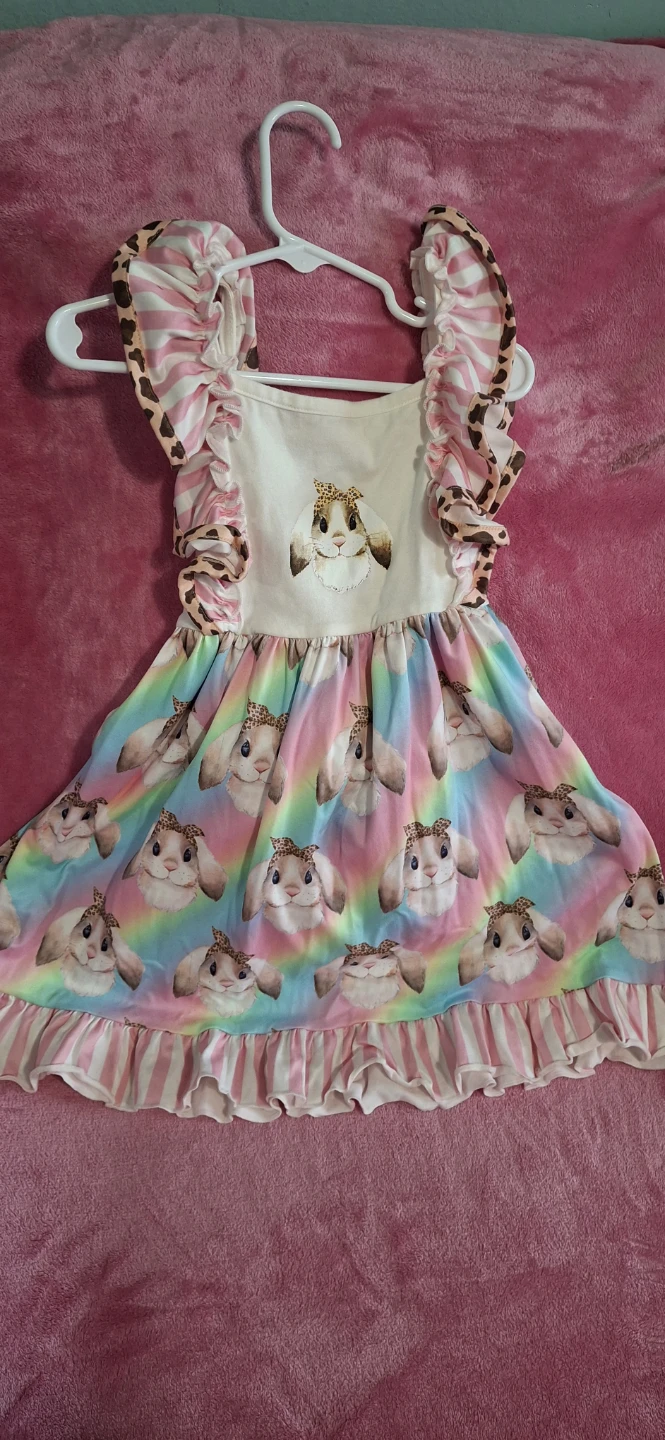 Girls Easter Bunny Rainbow Dress