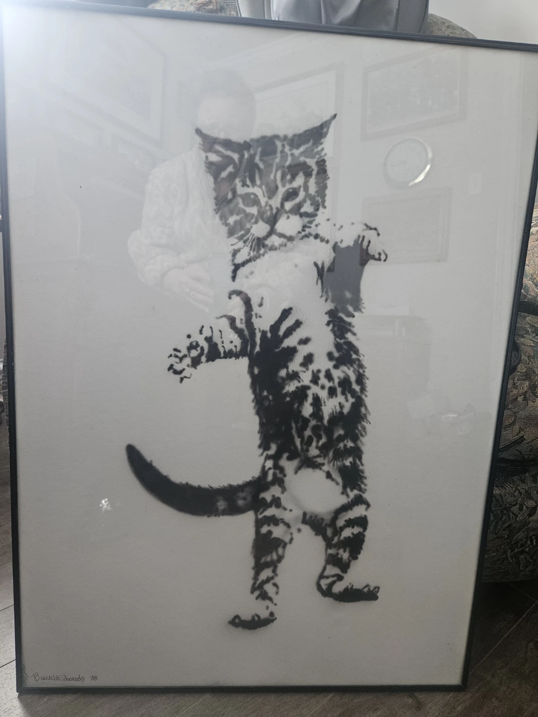 Framed Artworkof a Cat by Bruce W Edwards '88