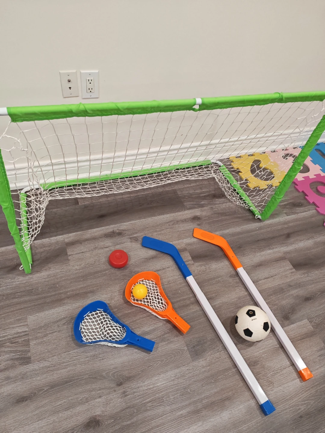 Kids Hockey and Lacrosse Game Set with Soccer Goal
