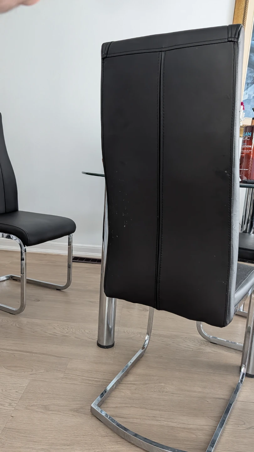 Black leatherette Dining Chairs set of 4 with Chrome Base - photo 3