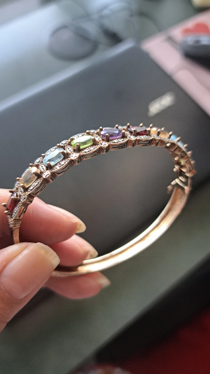 Multi-Gemstone & Diamond Bangle Bracelet - photo 2