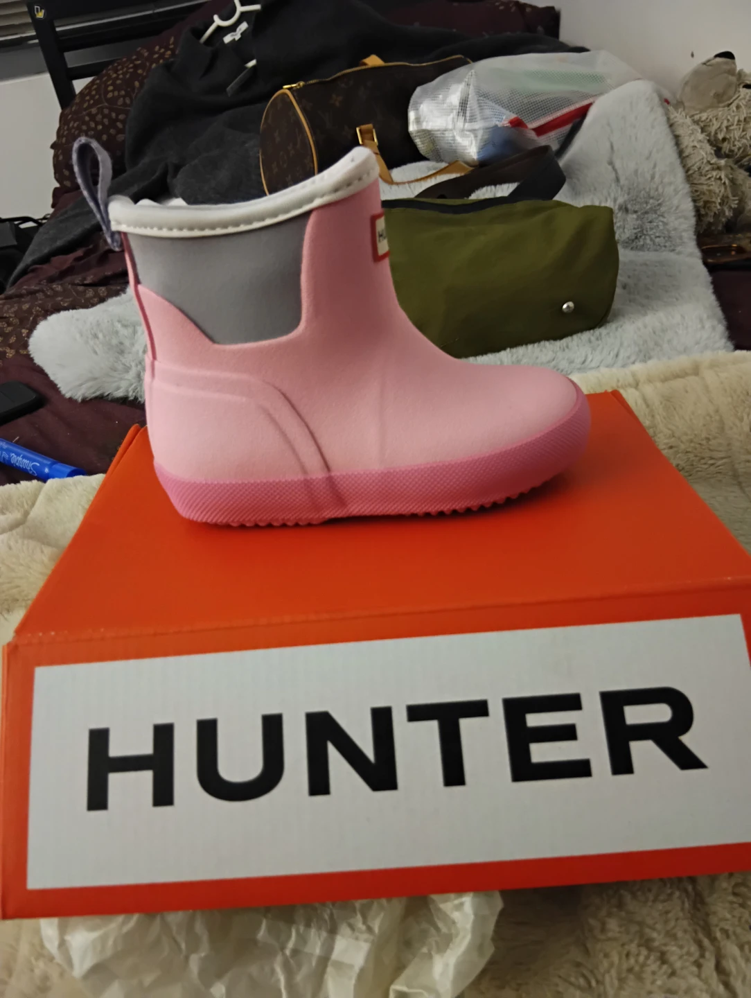 Hunter Pink Waterproof Rain Boots - Kids Size 7