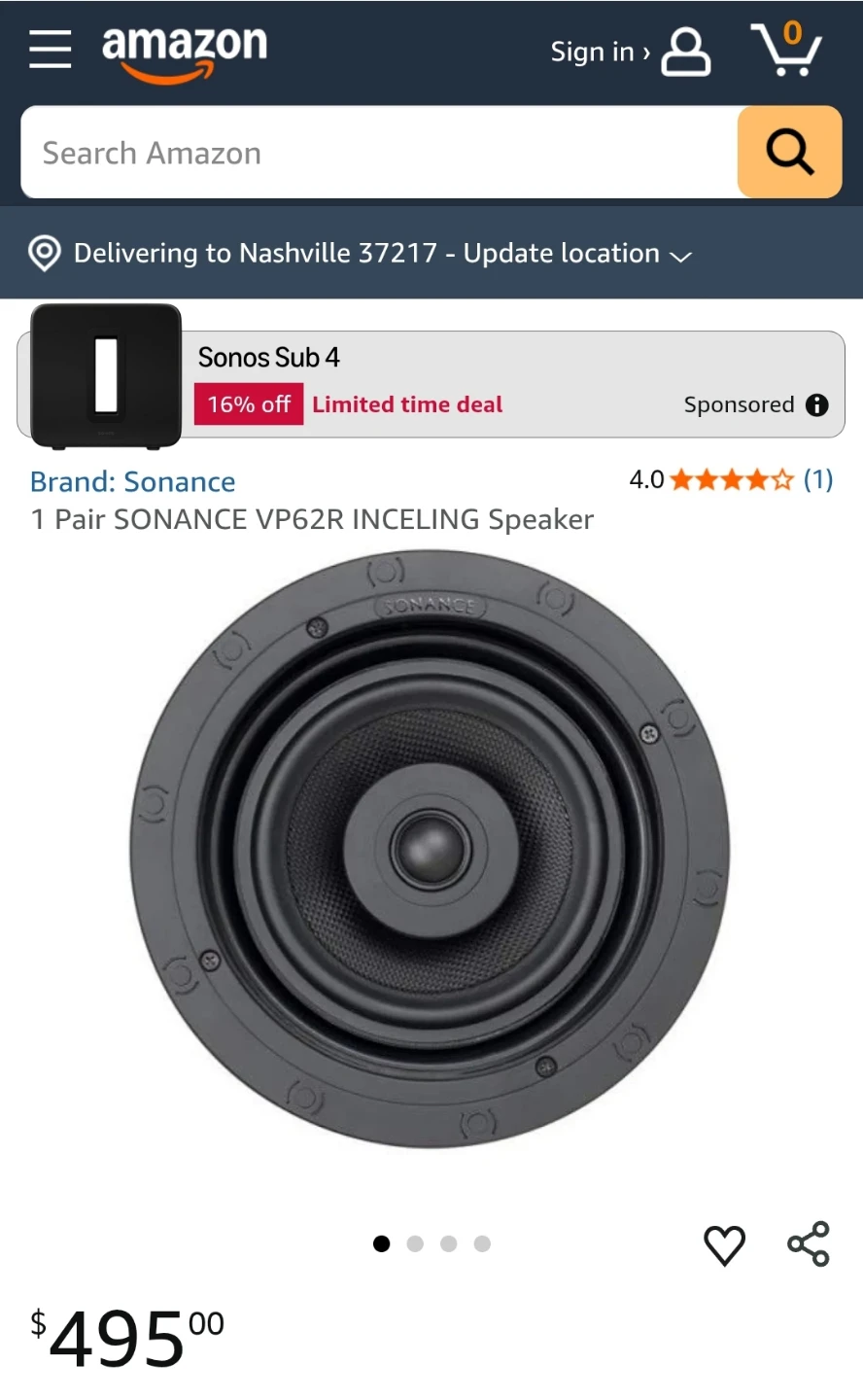 Sonance VP62R Inceiling Speaker - photo 5