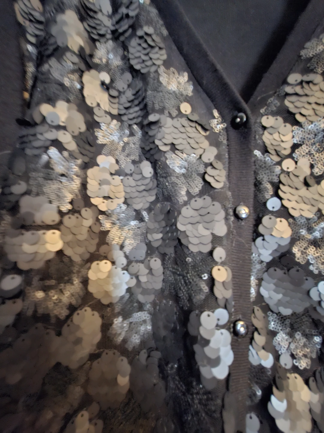 BCBGMAXAZRIA Black Sequin Cardigan - photo 2