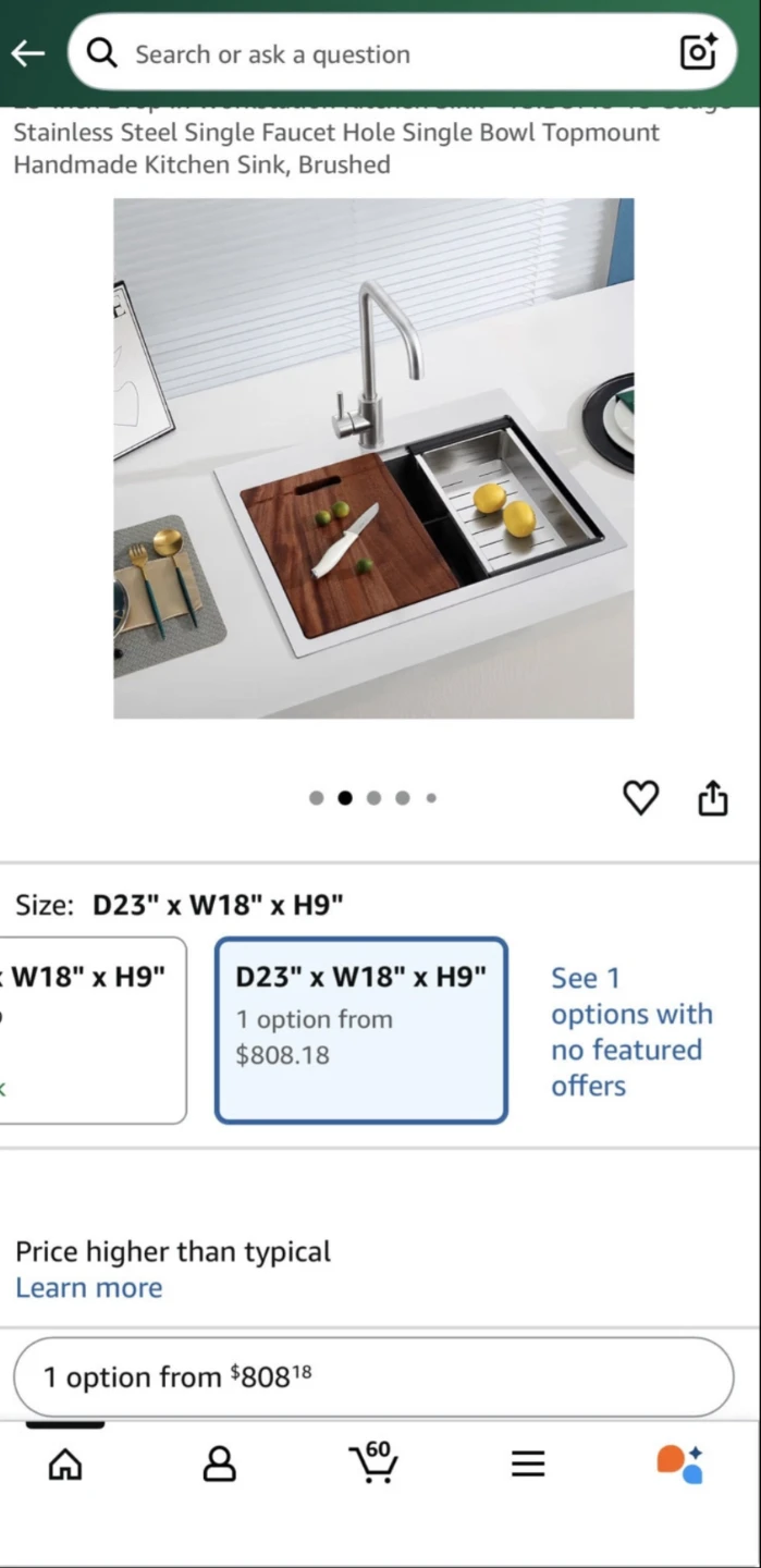 Drop in Kitchen Sink 22x18” - 18 Gauge Stainless Steel NEW - photo 2