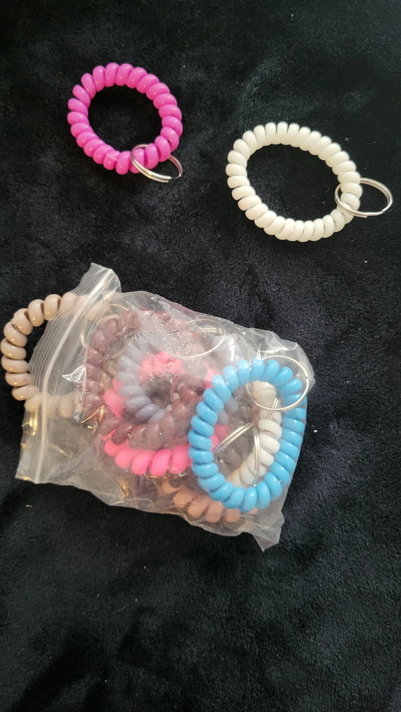 Coiled Phone Cord  Ties with Keyrings