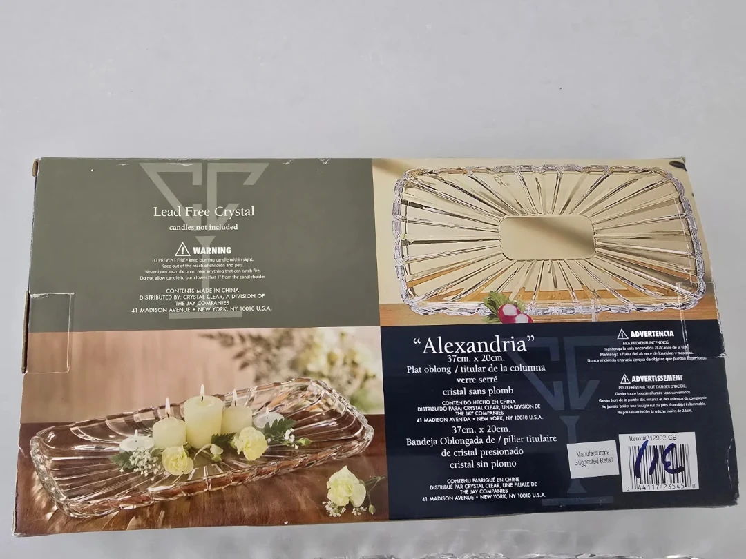 Crystal Clear Alexandria 15" Oblong Tray - Lead Free Crystal - photo 2