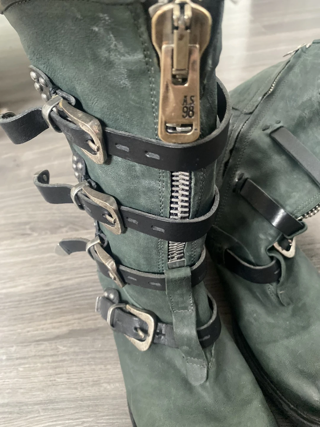 A.S. 98 Buckle and Zip Boots - Green