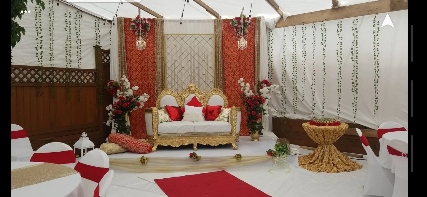 Wedding Event Decor Set - Arch, Seating, Table Draping