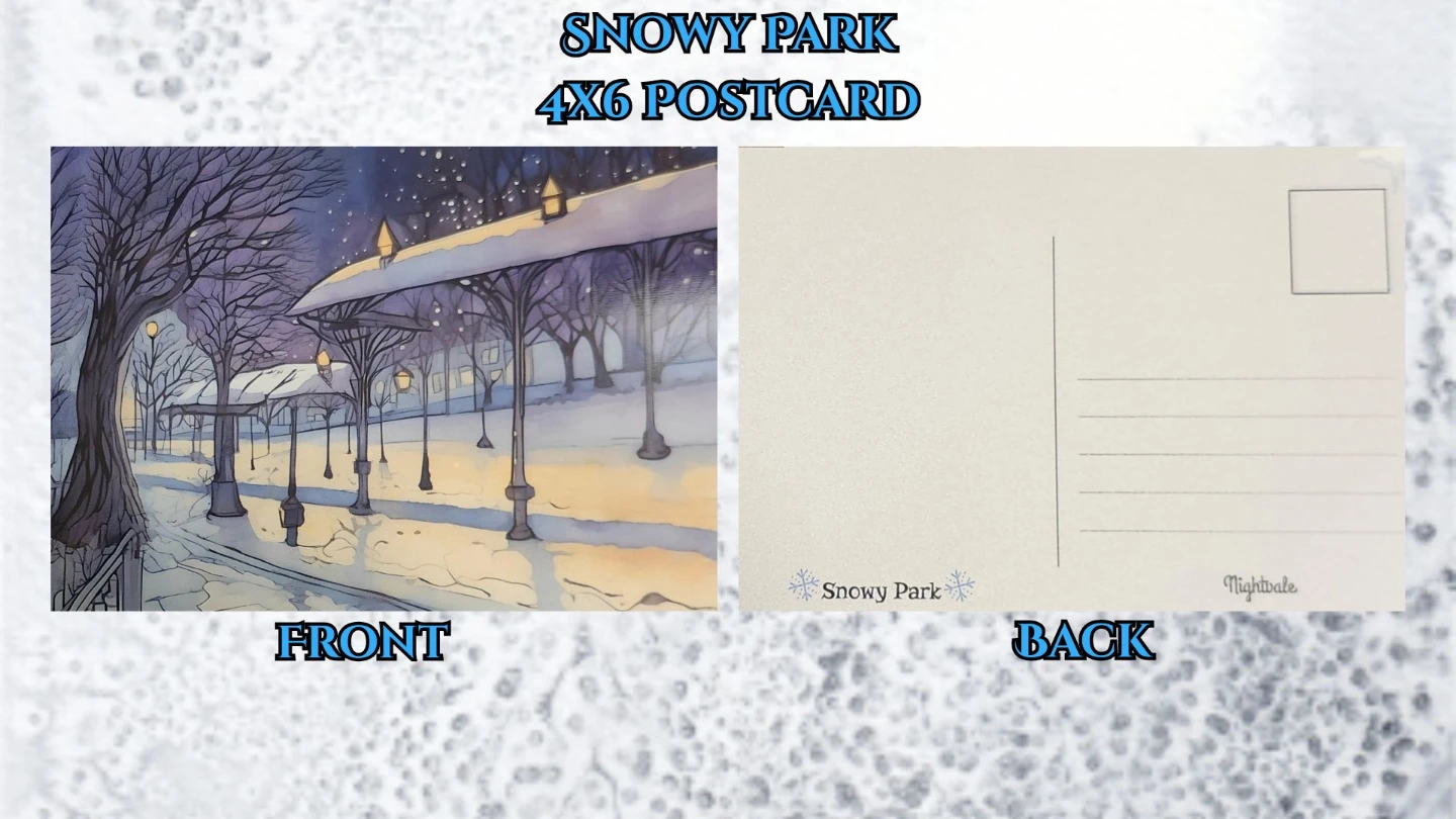 Snowy Park 4x6 Postcard - Nightingale