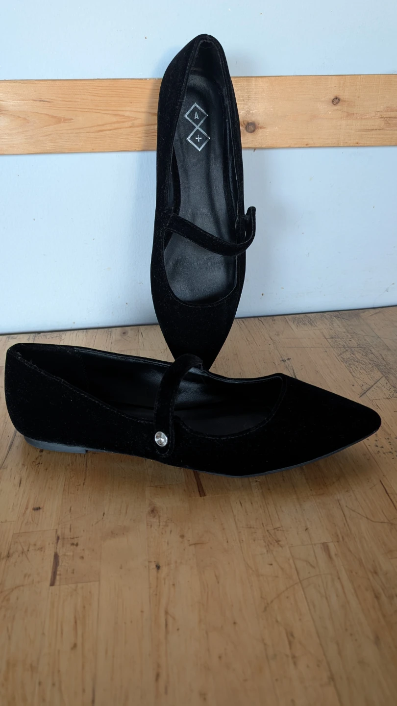 AX Brand Black Velvet Mary-Janes Pointed Toe Flats. - photo 3