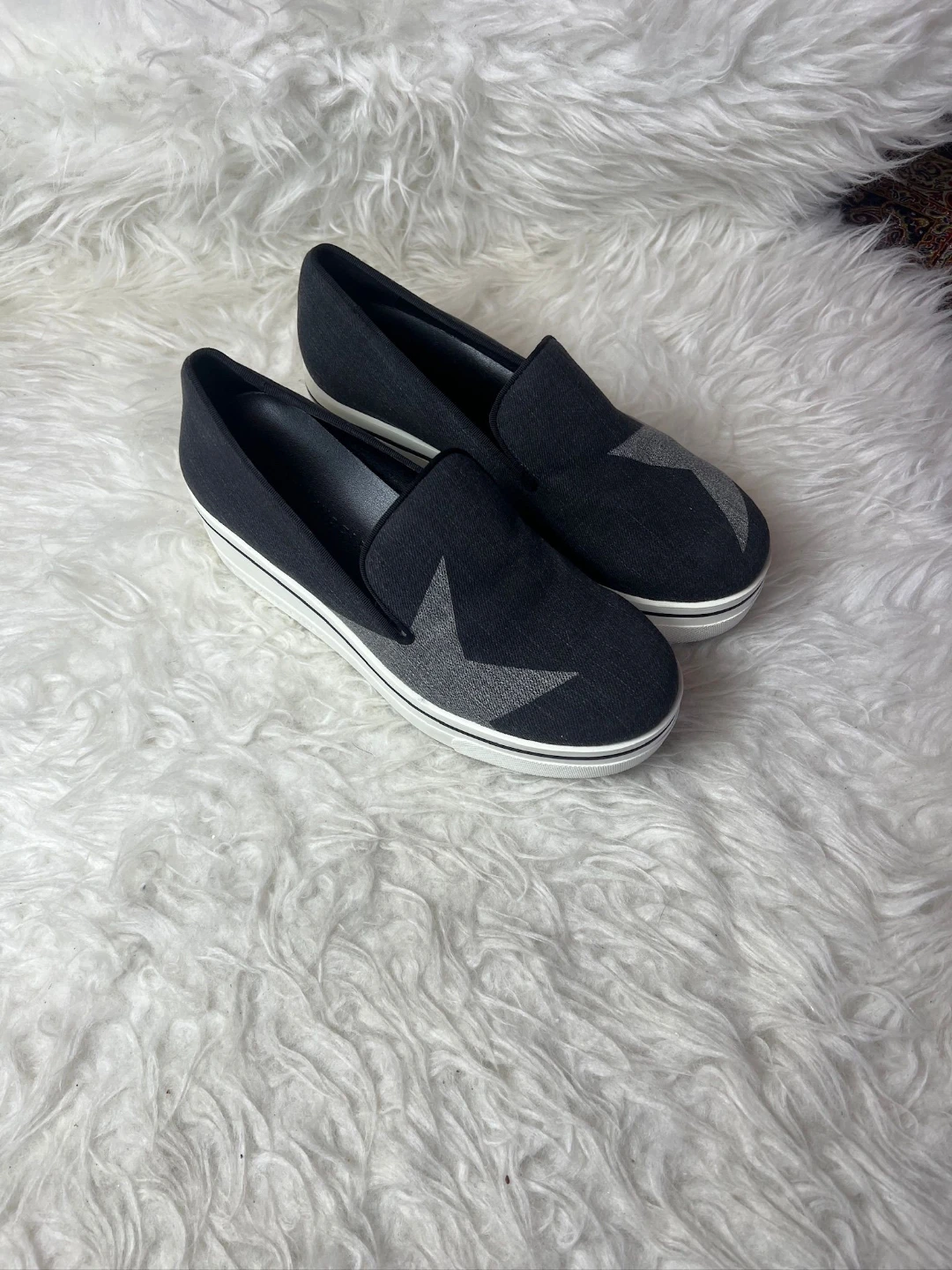 Women's Black Slip-On Sneakers with Grey Stars - photo 2
