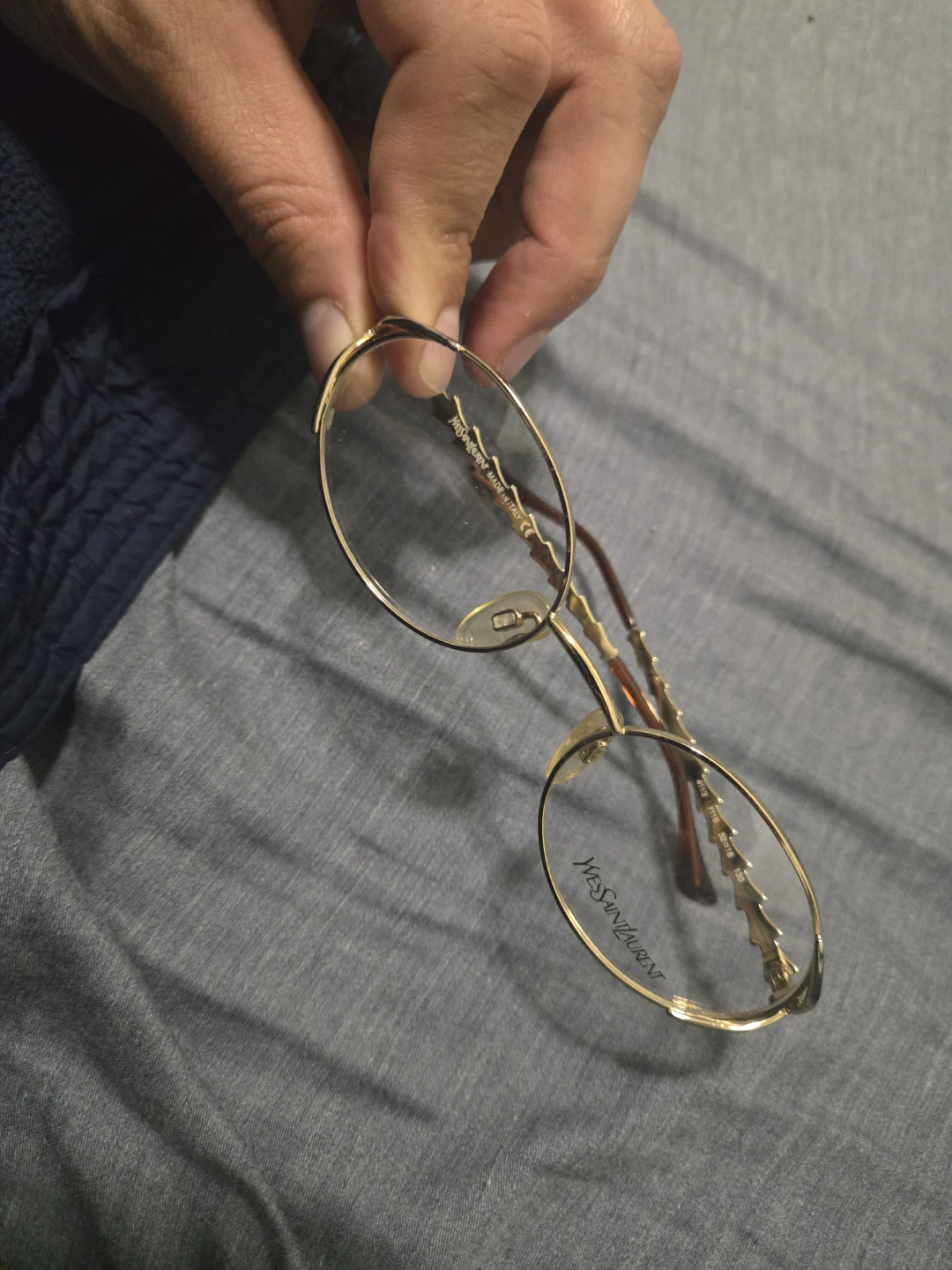 Yves Saint Laurent Gold Metal Round Eyeglasses Frames