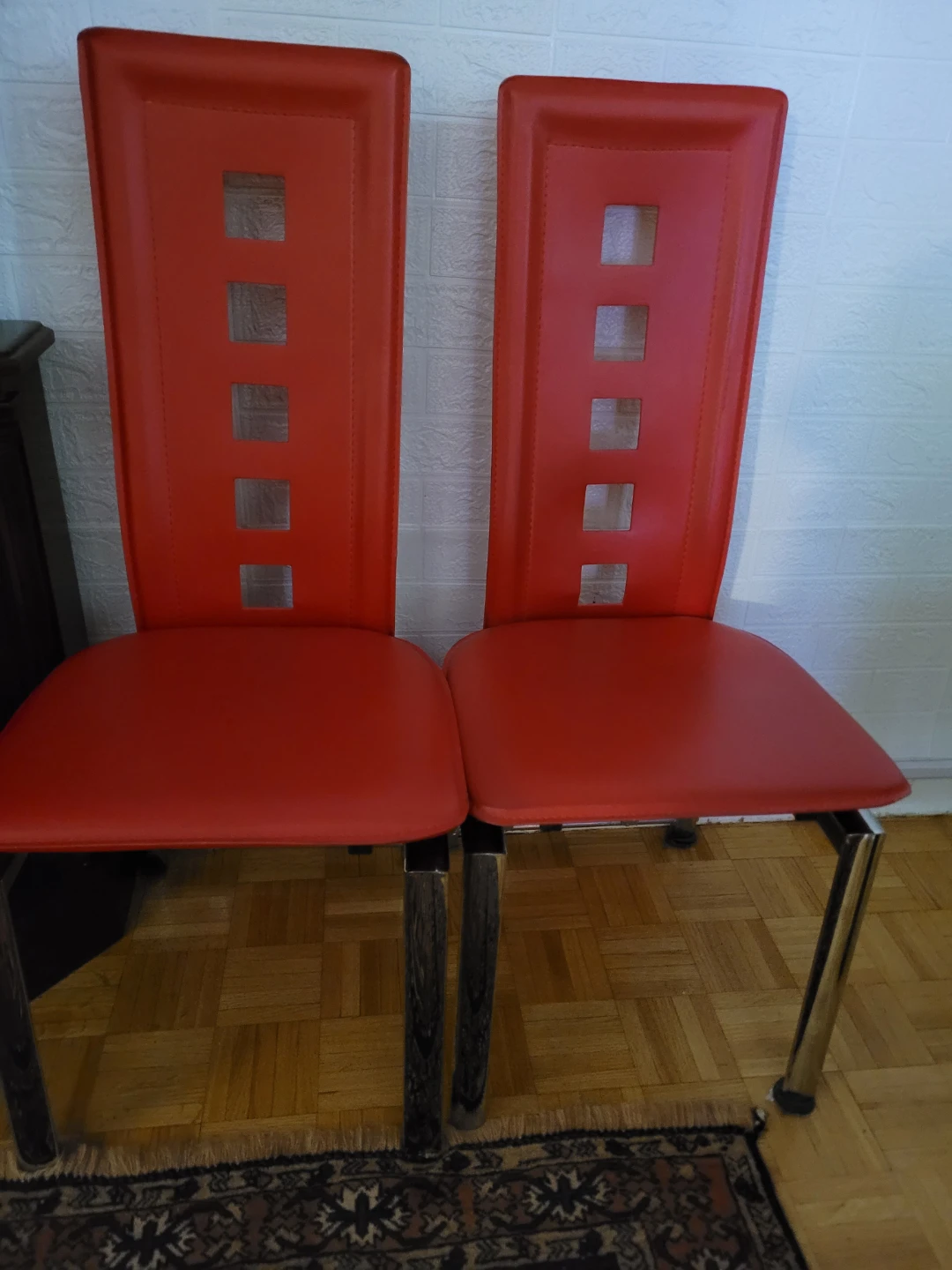 Set of 2 Red leather Dining Chairs $60 each