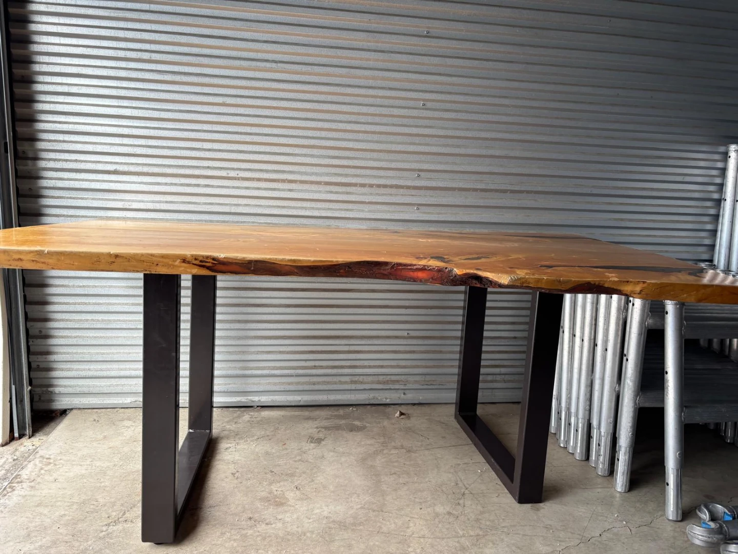 Live Edge Wood Table with Black Metal Legs