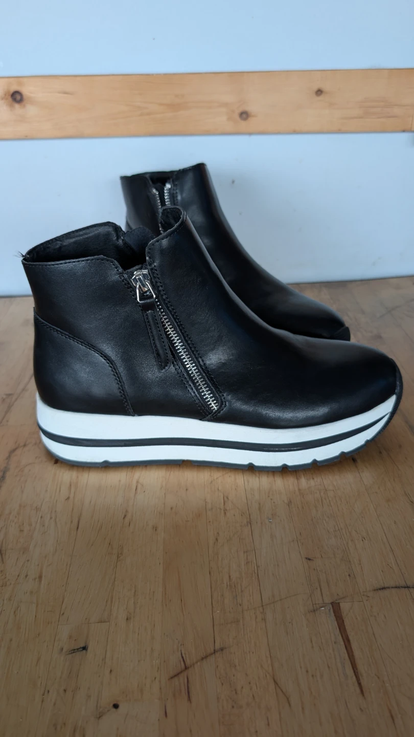 Black Wedge Ankle Boots with Side Zippers on both sides - photo 4