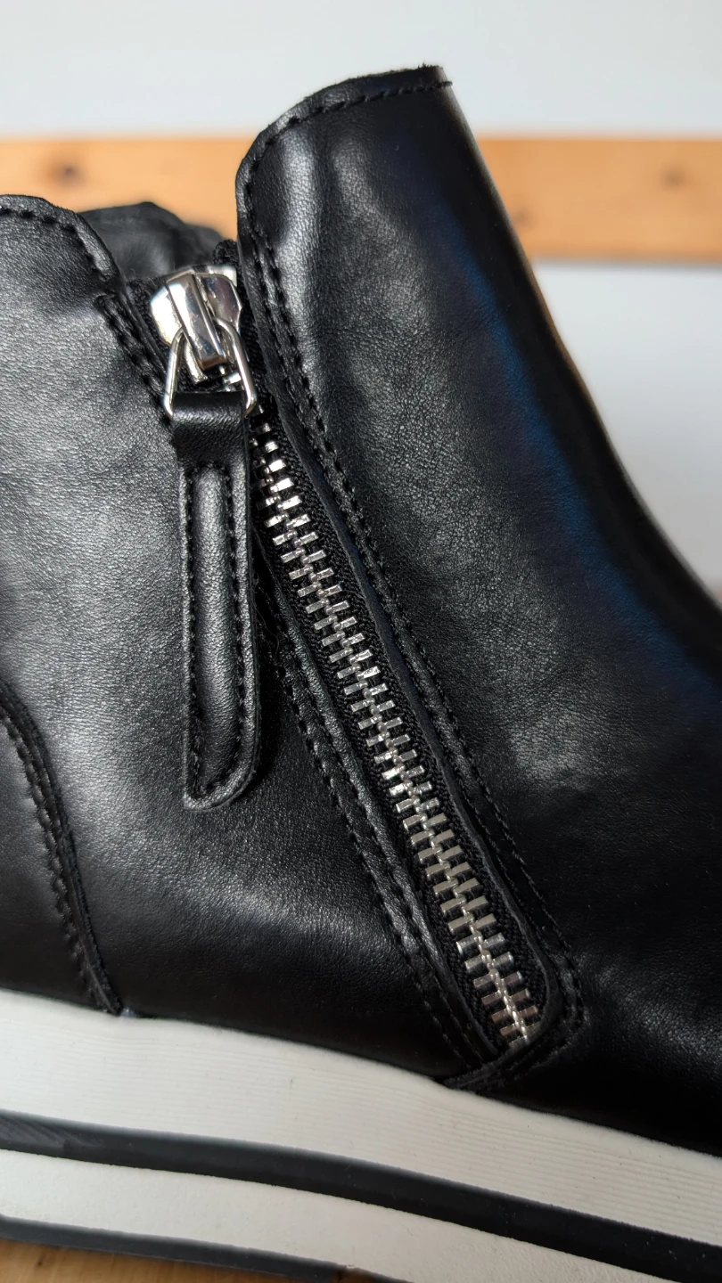 Black Wedge Ankle Boots with Side Zippers on both sides - photo 5