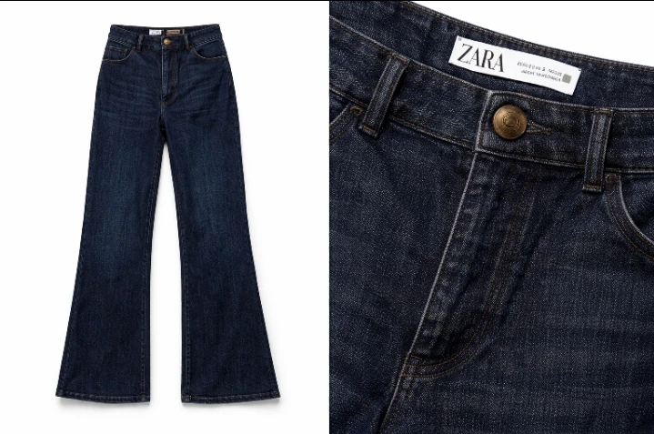 Jeans ZARA bleu foncé taille haute (flare/wide leg) 🏆