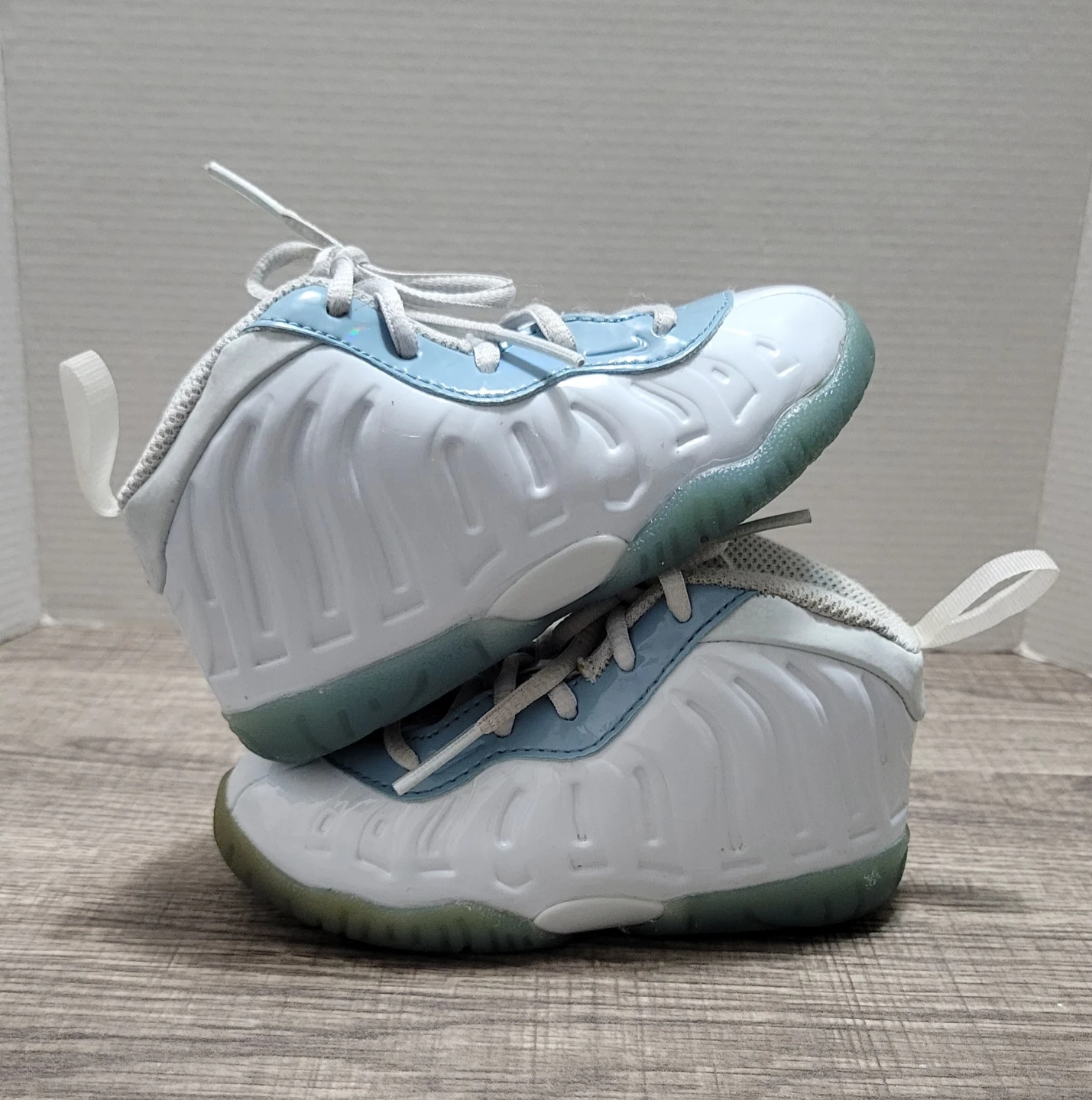 Nike Little Posite One Toddler Shoes 6C White/Light Blue - photo 2