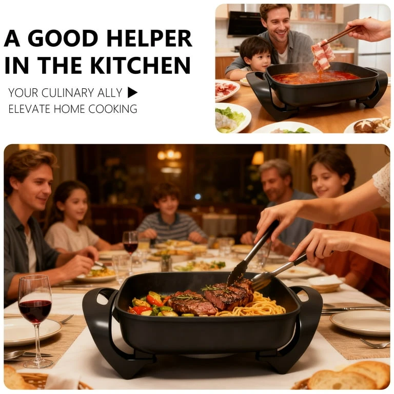 NEW 12" Square Electric Griddle & Grill Pan with Lid - photo 5