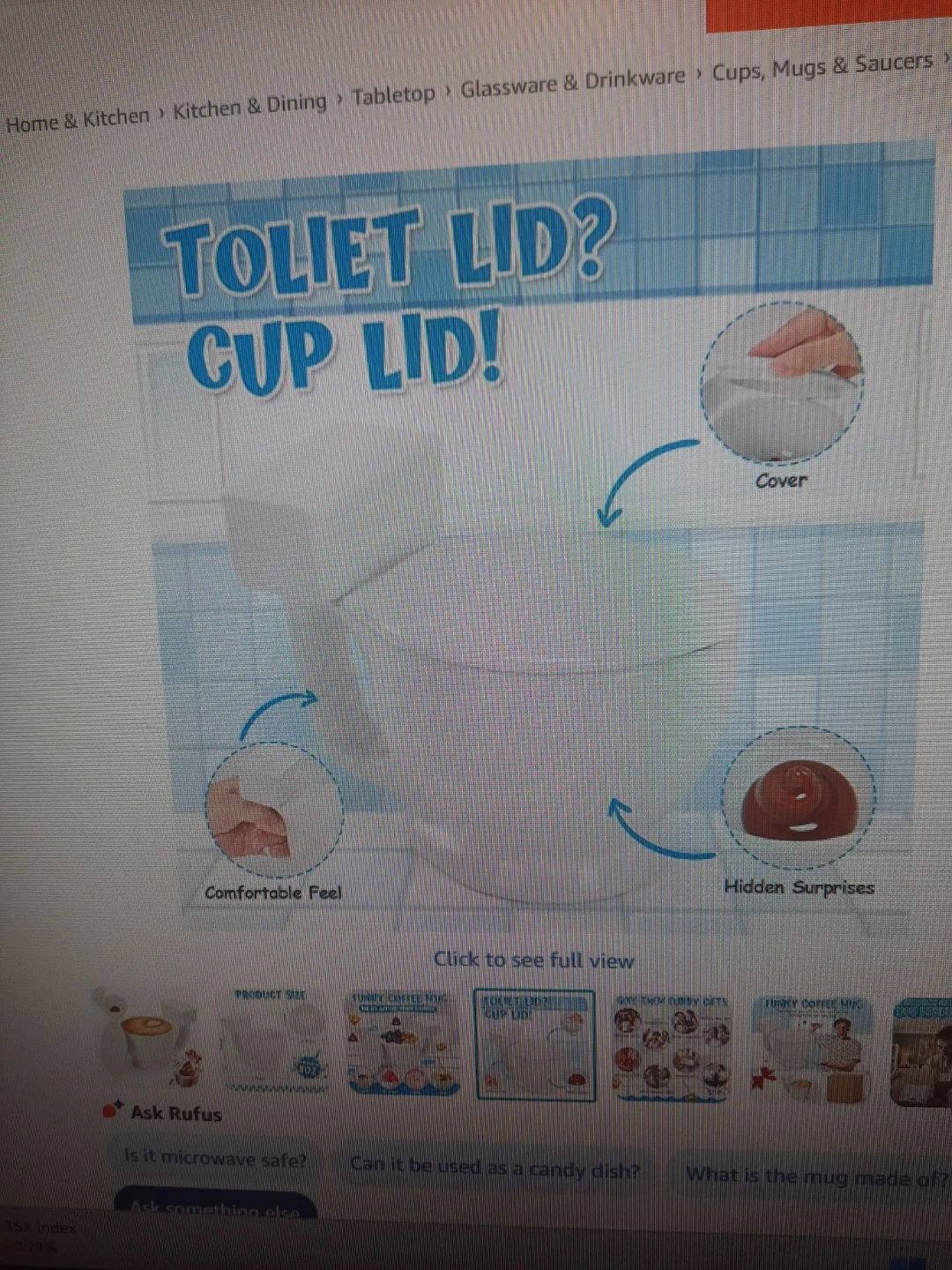 Ceramic cup shaped like a toilet. With lid