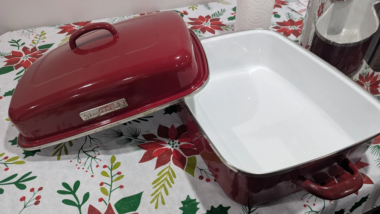 KitchenAid Porcelain Enamel Roaster Pan with Lid - 45 cm, 18" - photo 5