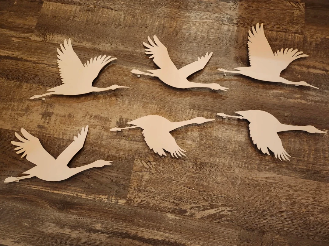 Set of 5 Flying Crane Wall Art Decorations