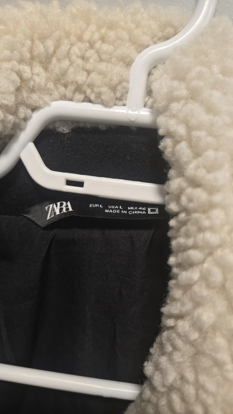 Zara Black Bomber Jacket with Sherpa Collar - Size L - photo 2