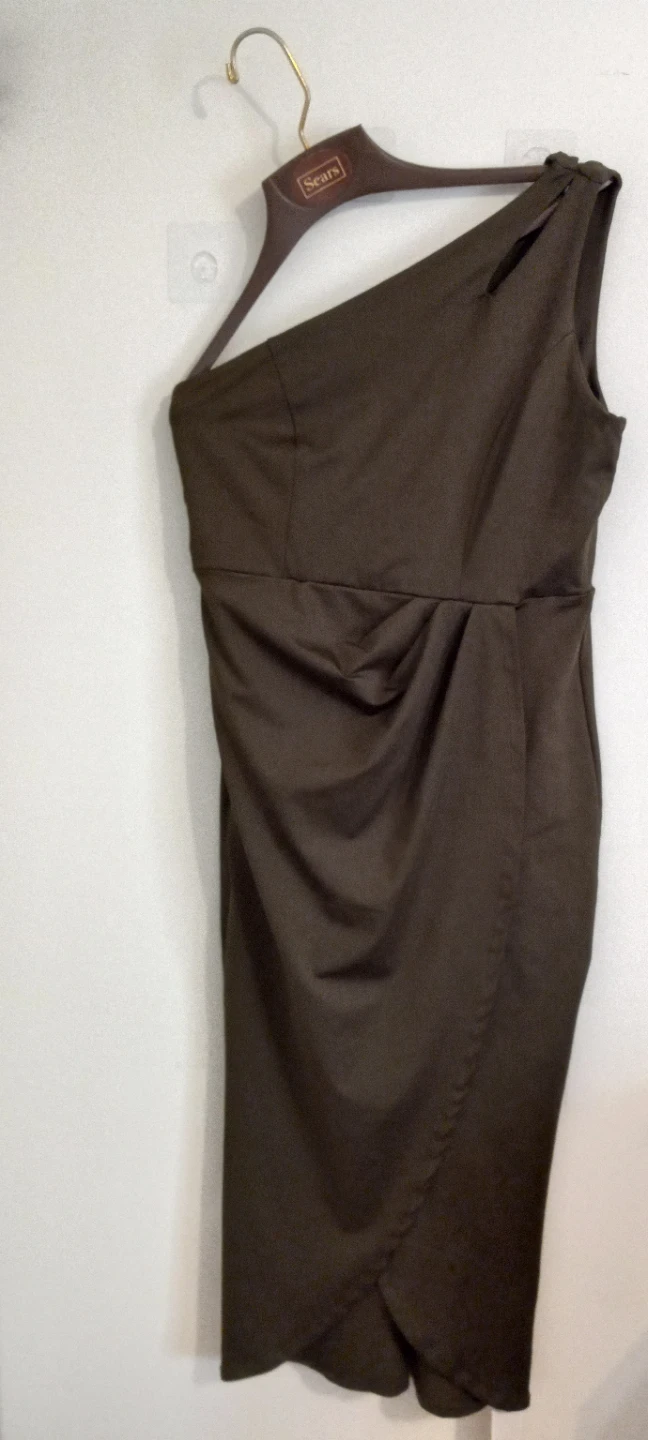 Brown One-Shoulder Dress