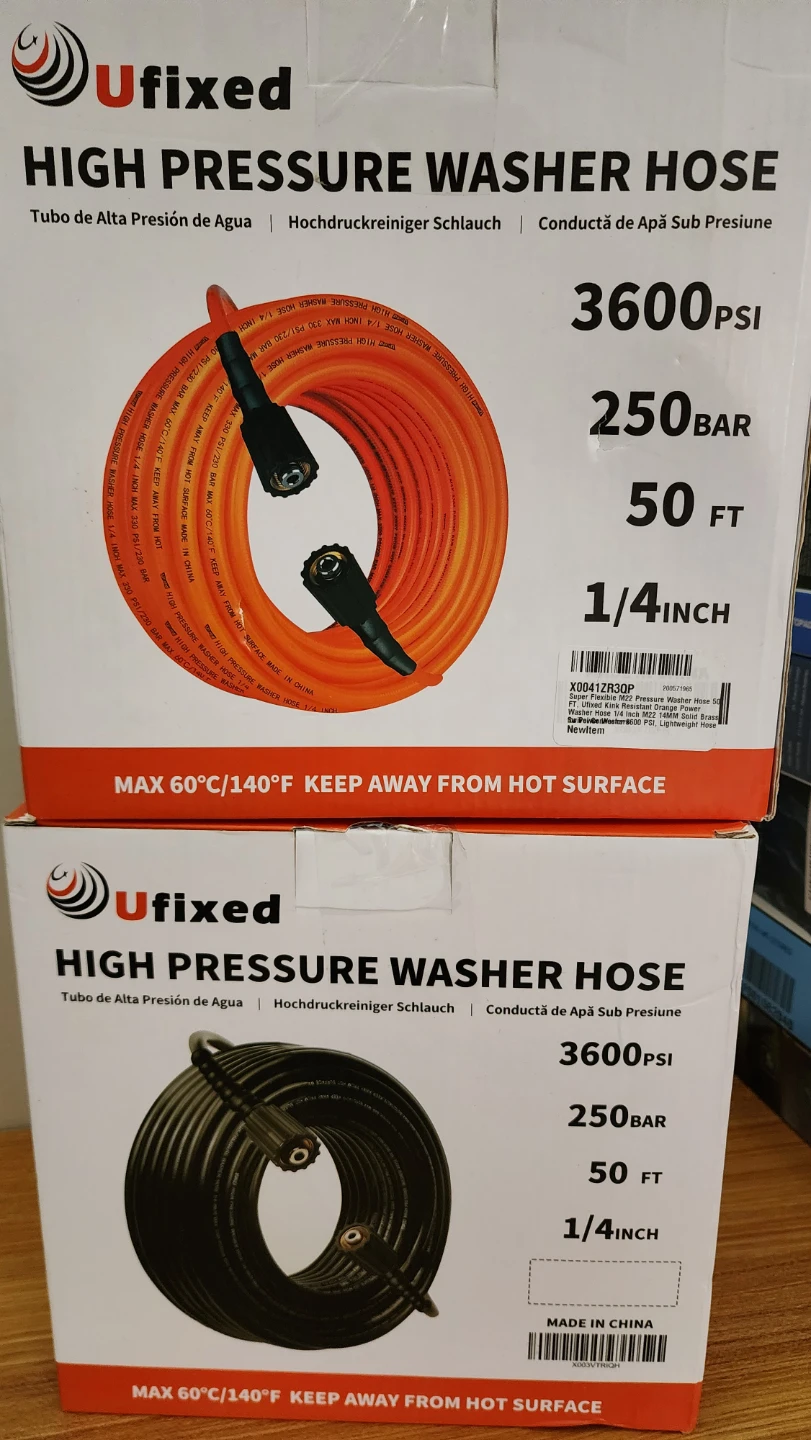 UFixit High Pressure Washer Hose - 50ft, Orange