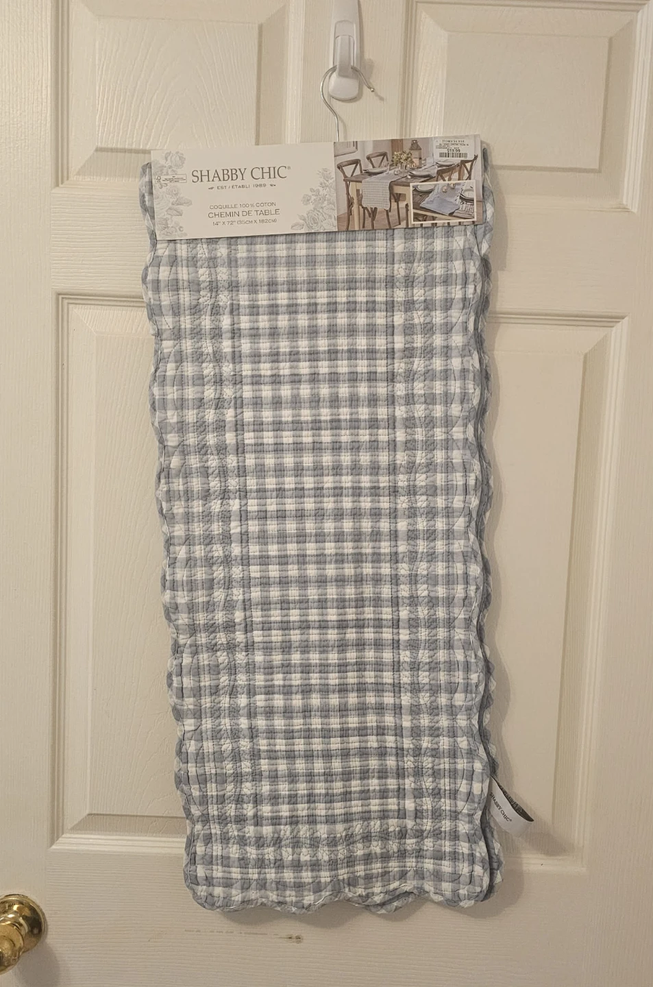 Blue and White Shabby Chic Checkered Table Runner - photo 3