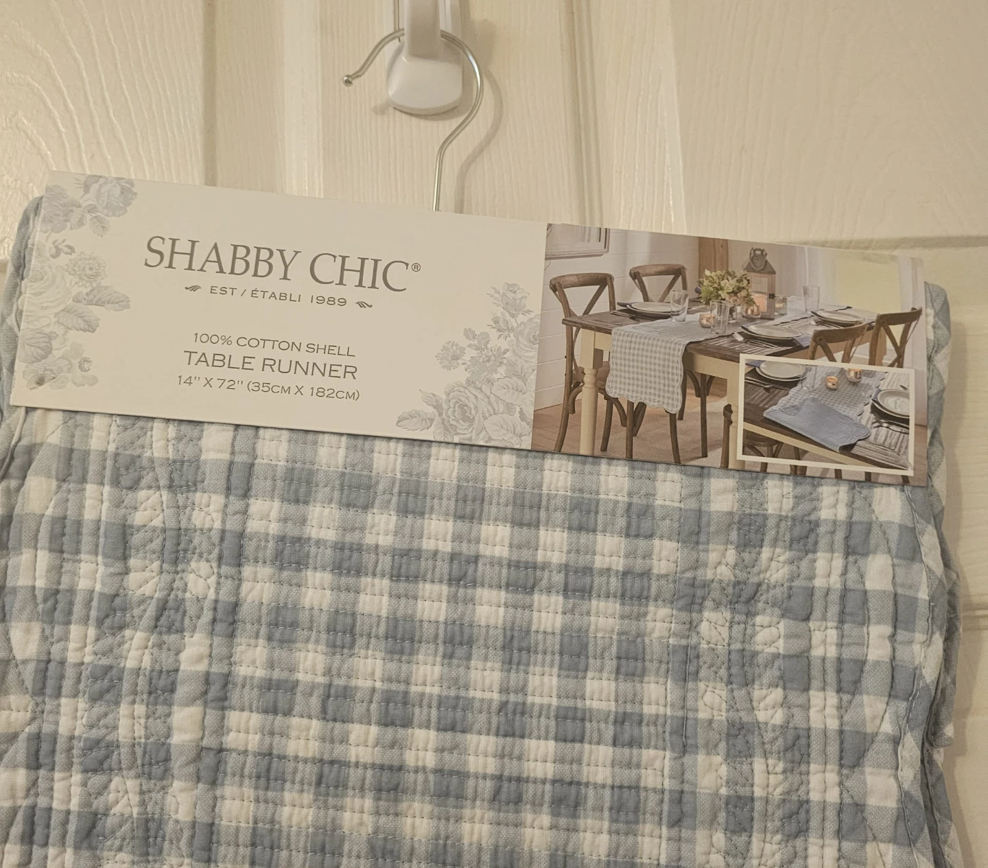Blue and White Shabby Chic Checkered Table Runner - photo 5